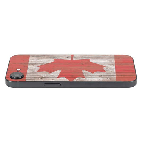 Canadian Flag Dark Wood iPhone 16e Skin